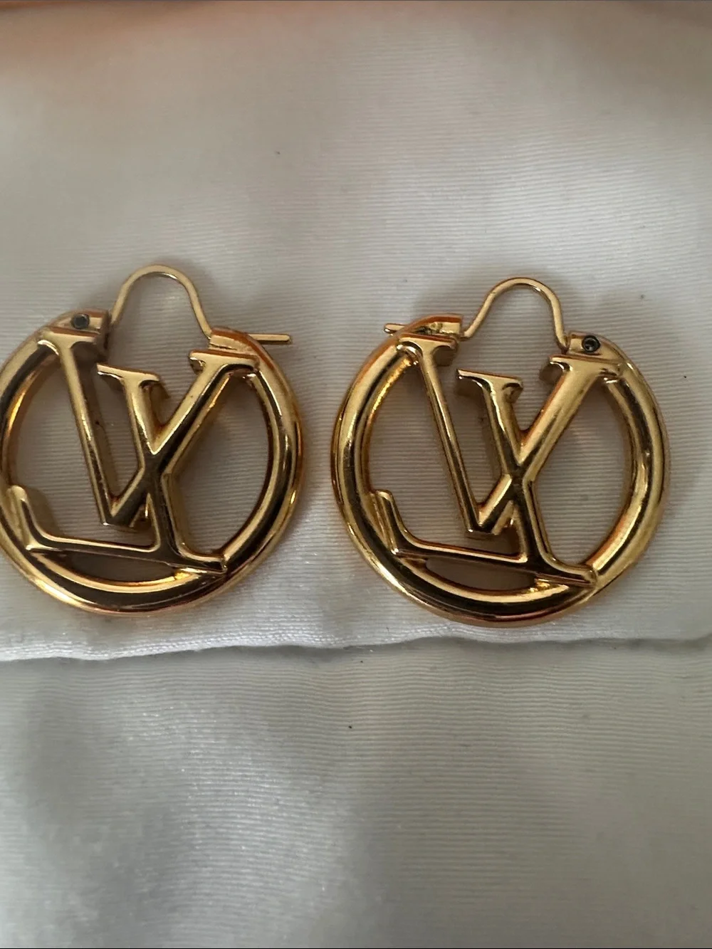 Authentic Louis Vuitton Gold LV Hoop Earrings